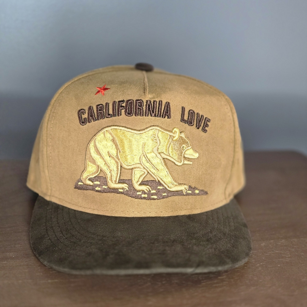 California Love Brown and Tan Cap Microsuede Adjustable Snapback